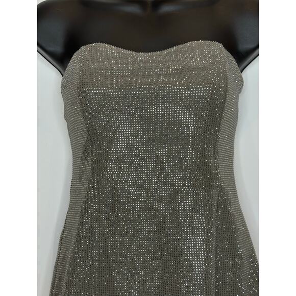 Zara Rhinestone strapless women's party dress taupe brown size Medium. in EUC - Picture 5 of 12